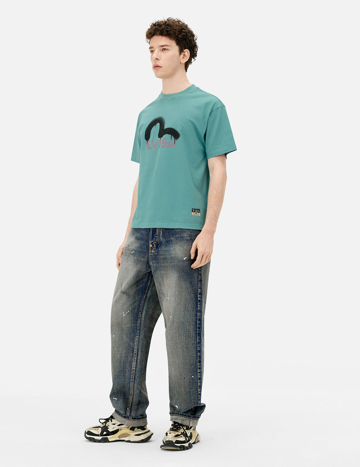 Logo and Seagull Print Relax Fit T-shirt