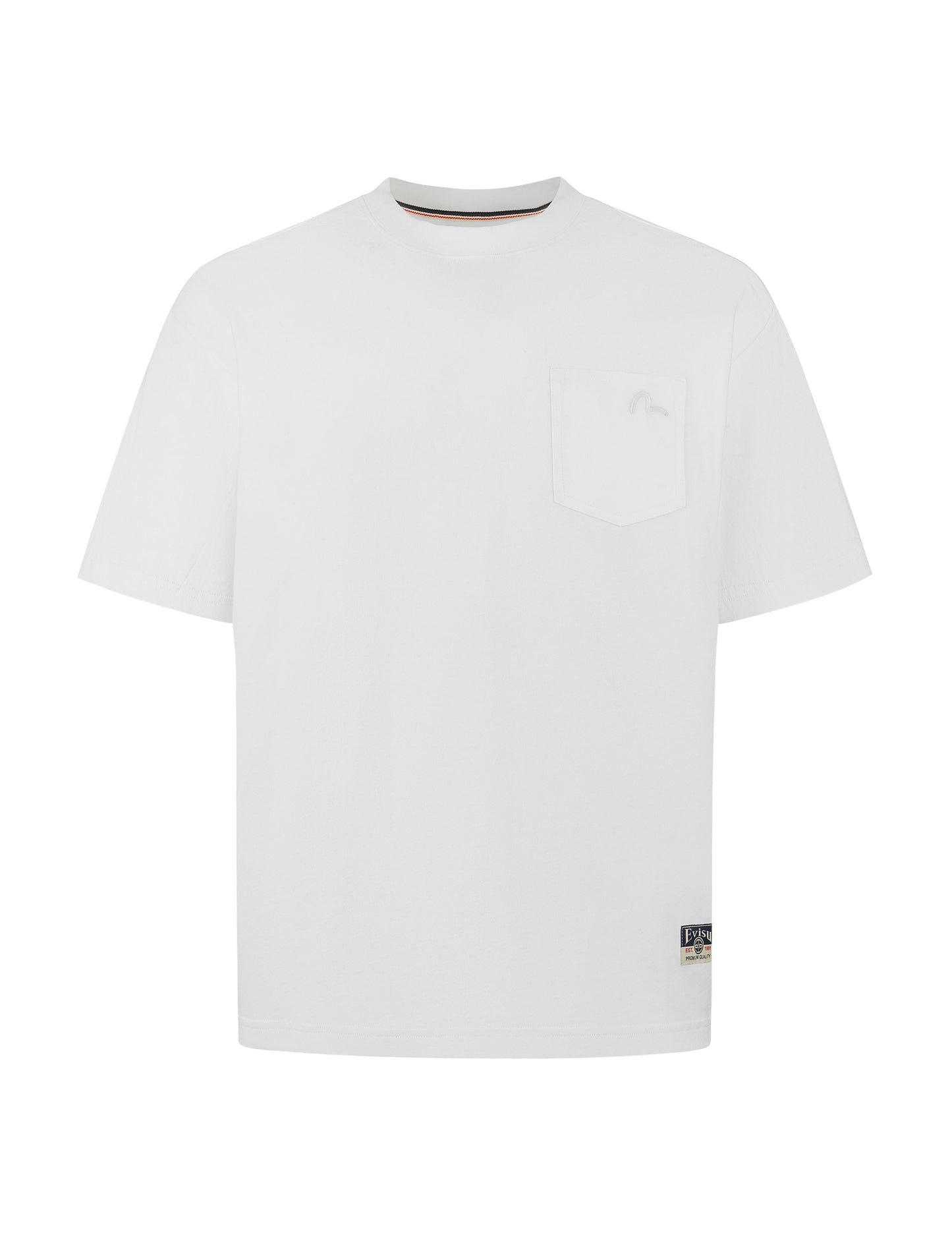 Seagull Embroidery Stitching Pocket Relax Fit T-Shirt