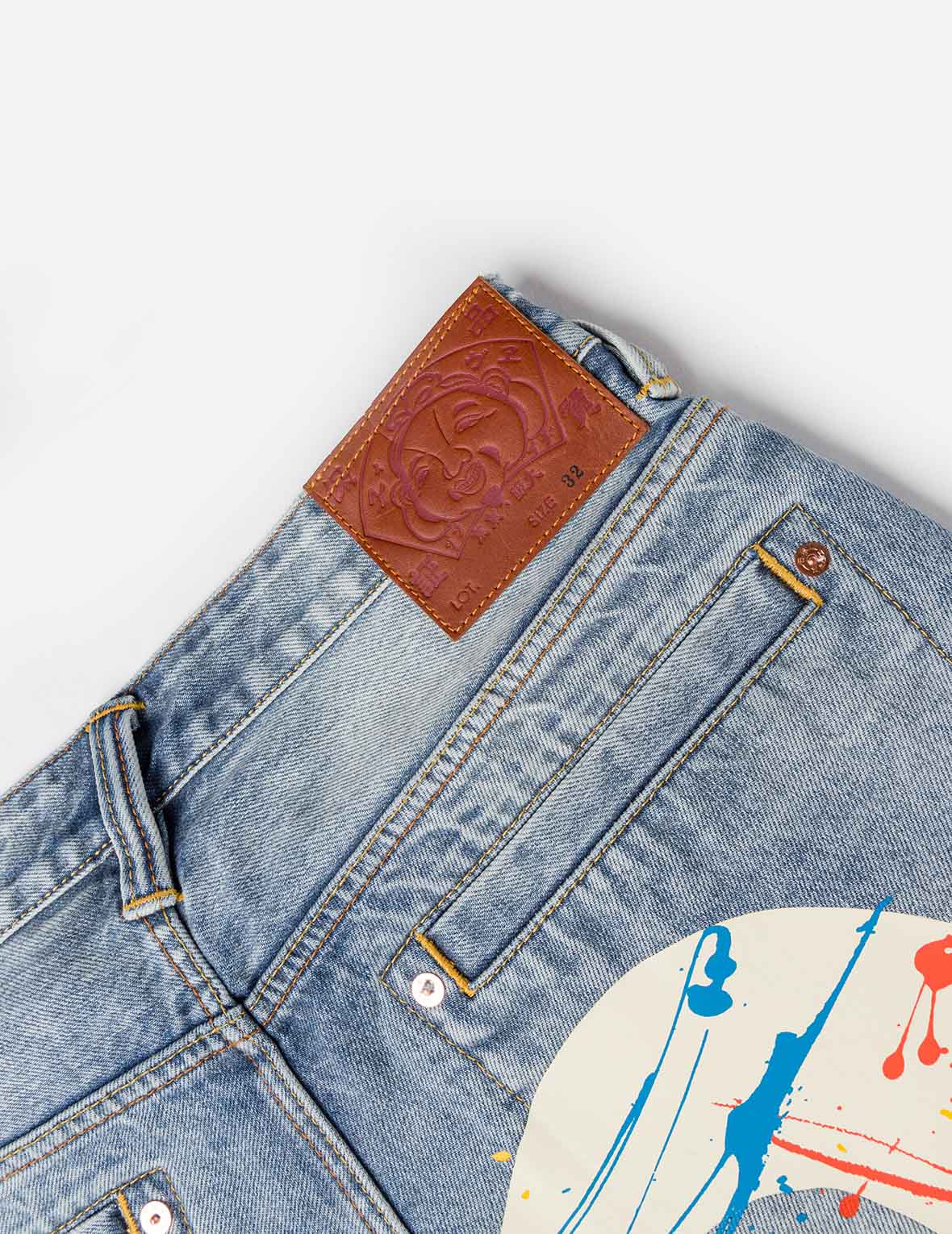 大M潑墨印花牛仔短褲