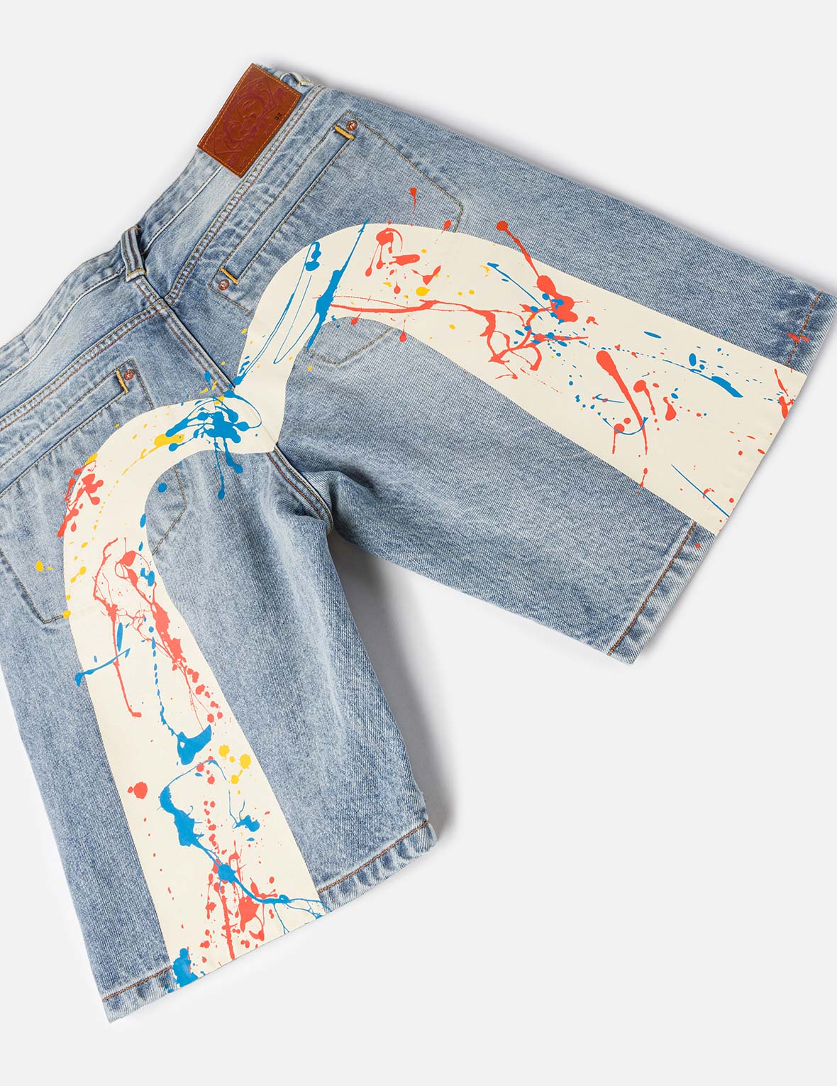 大M潑墨印花牛仔短褲