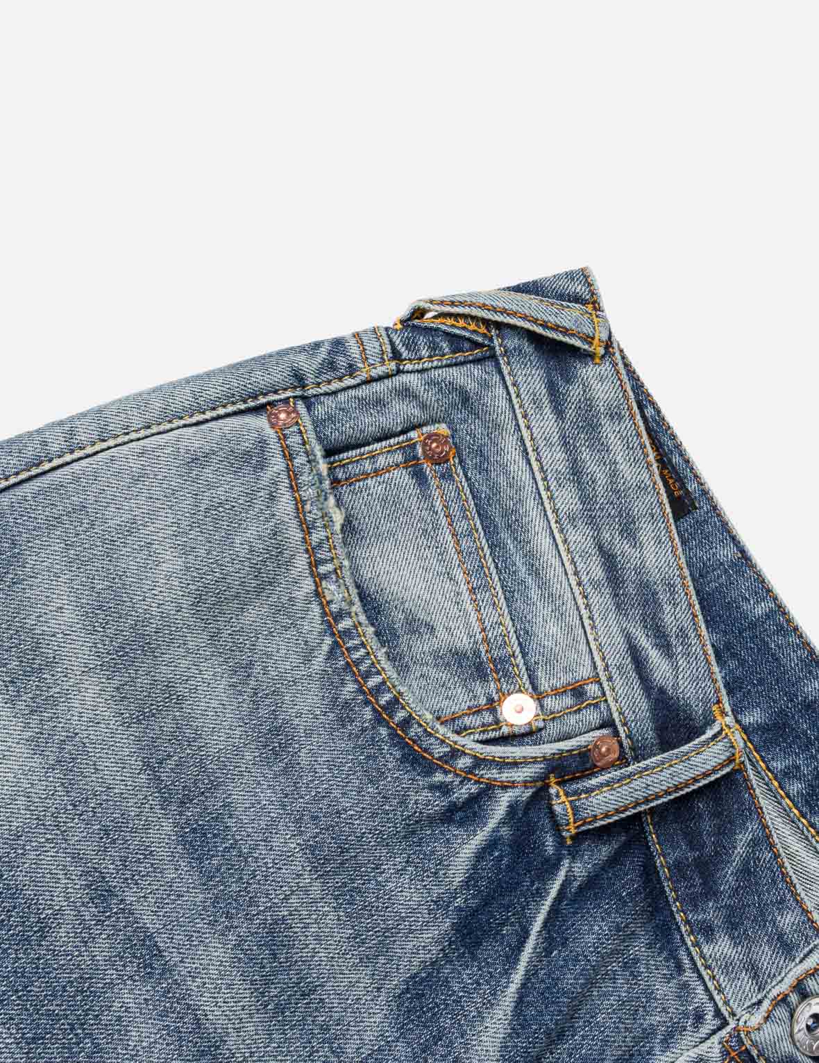 海鷗印花口袋喇叭牛仔褲