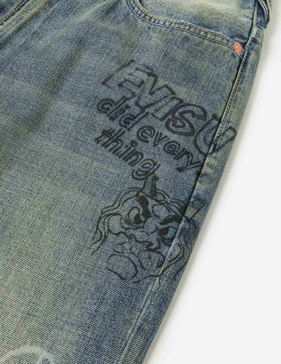Allover Graffiti Printed Denim Jeans #2030
