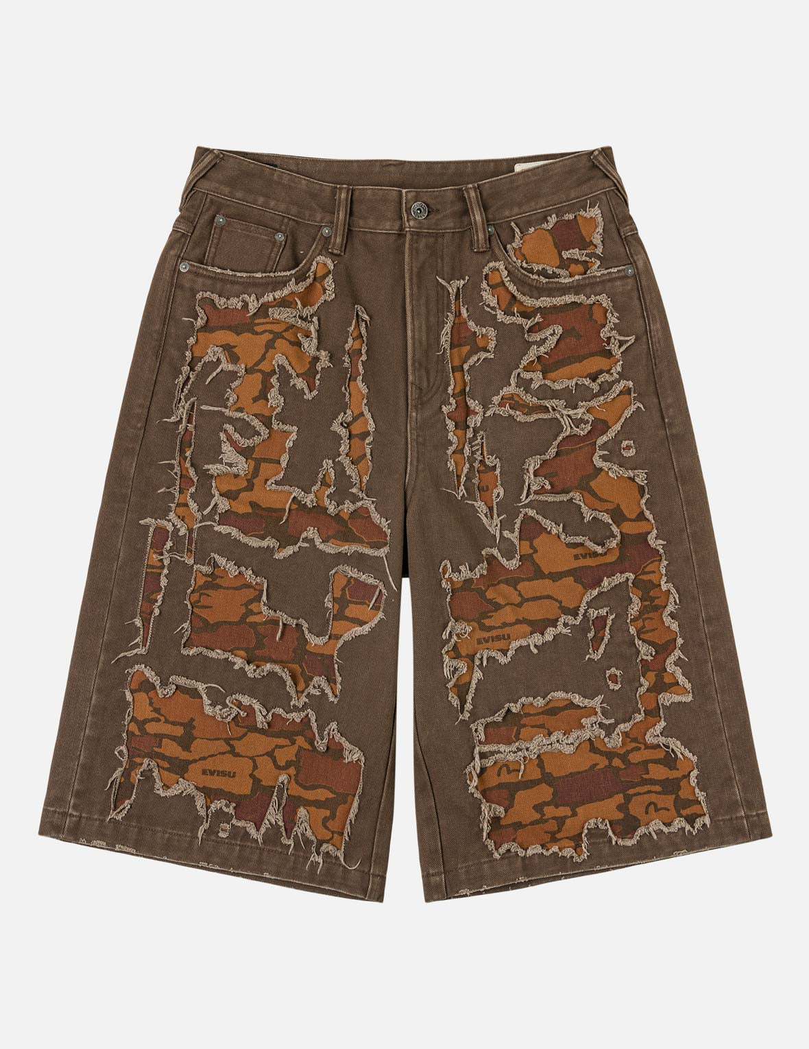 パンツ IGUSA SUGAR CAMOUFLAGE WAFFLE SHORTS Ishigaki Camouflage Patchwork Denim Shorts – EVISU