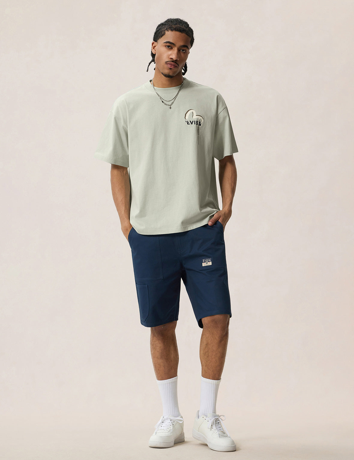 大型M印花梭織短褲