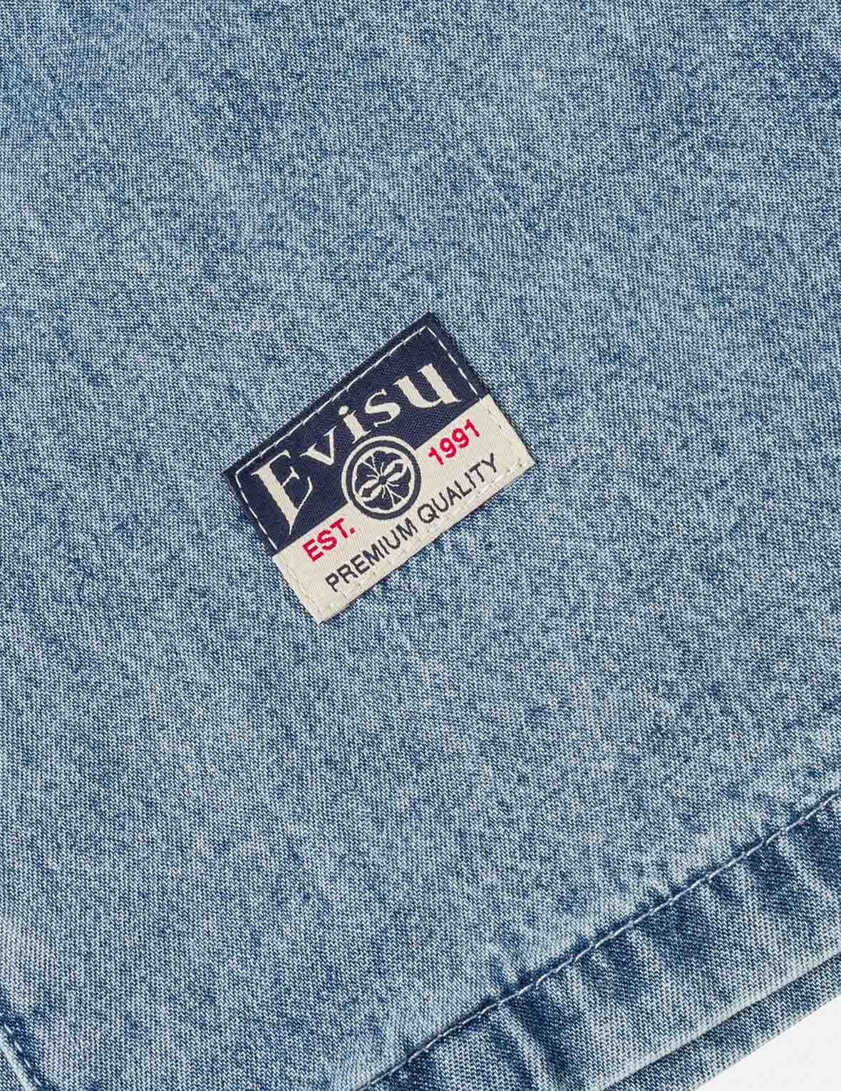 雙胸袋箱型牛仔短袖襯衫