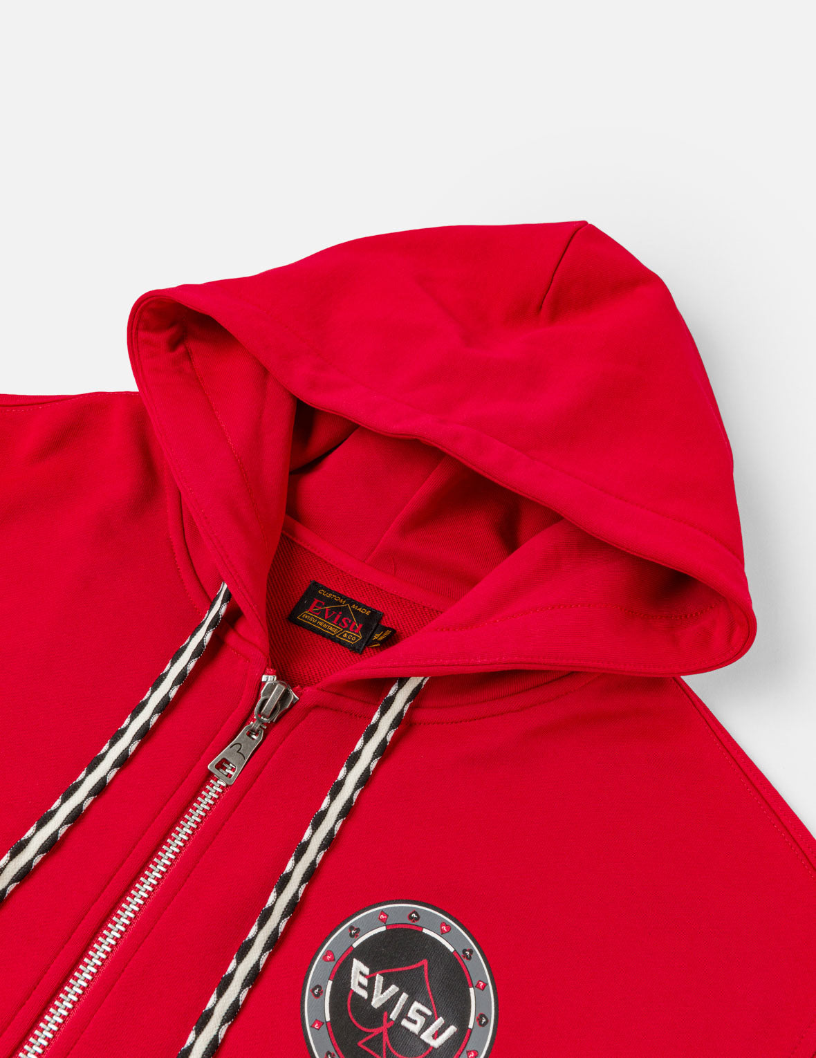 Poker Spade Embroidery Zip-up Hoodie - Red – EVISU