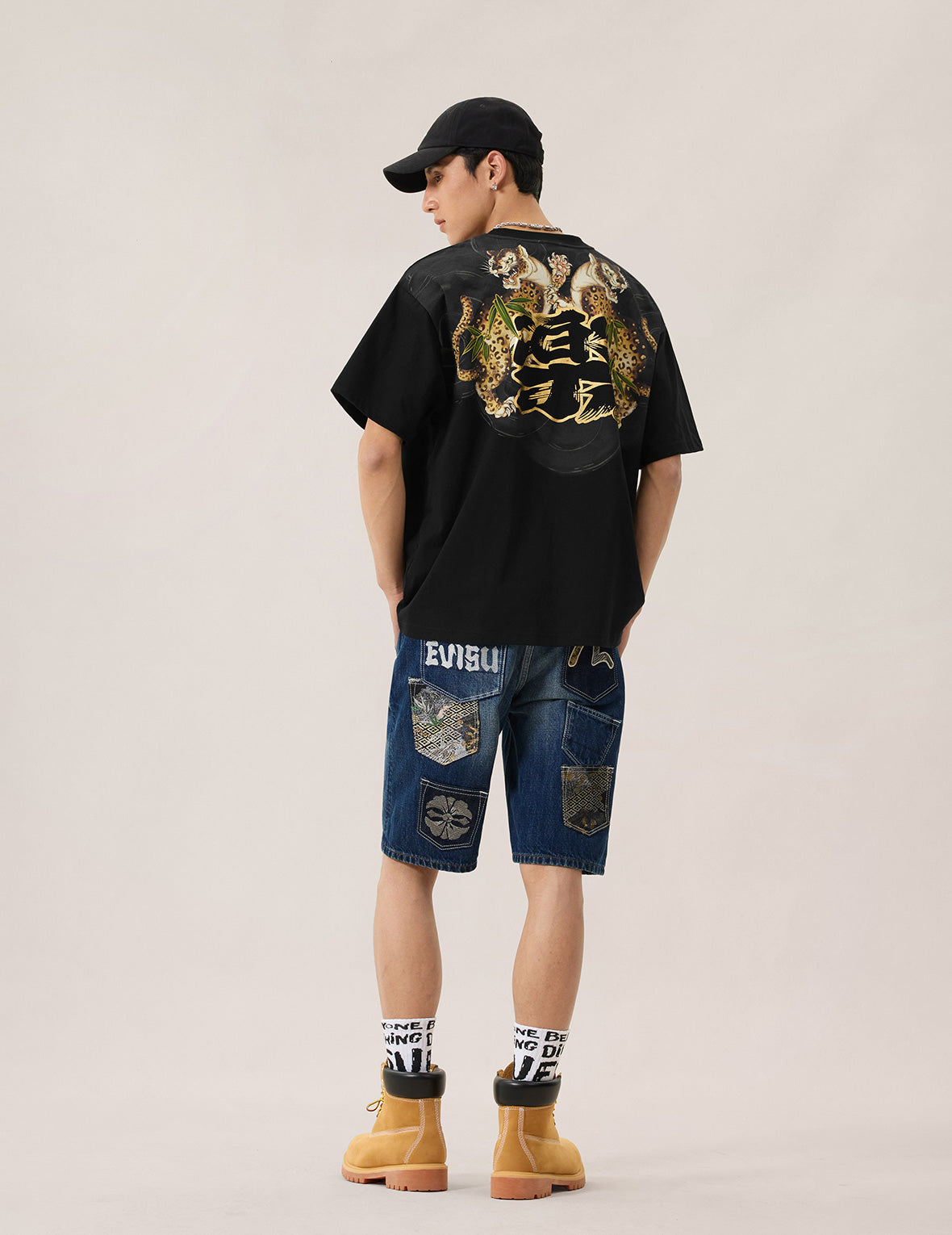 漢字雙豹子印花T恤