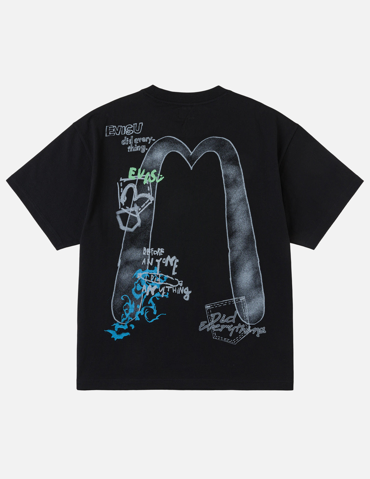 Hand-drawn Daicock and Multi-pocket Graffiti T-shirt – EVISU