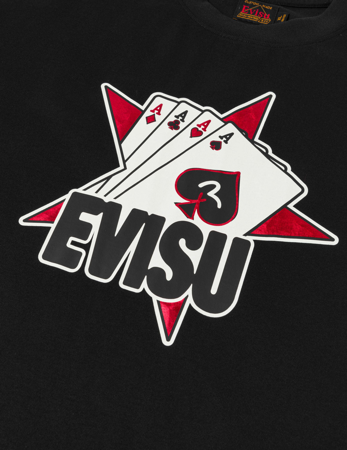 Poker Aces and Flocked Star T-shirt - Black