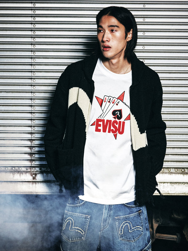 撲克王牌植絨星T恤 - 白