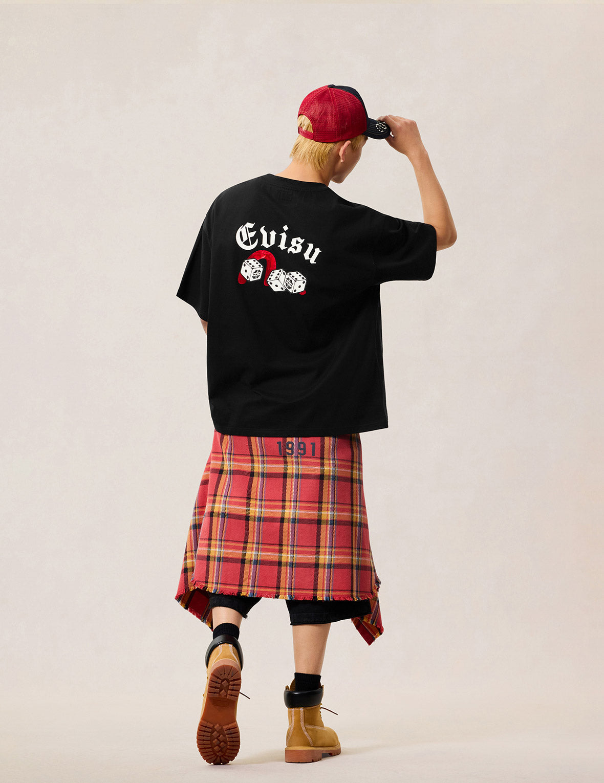 撲克幸運骰子植絨海鷗T恤 - 黑