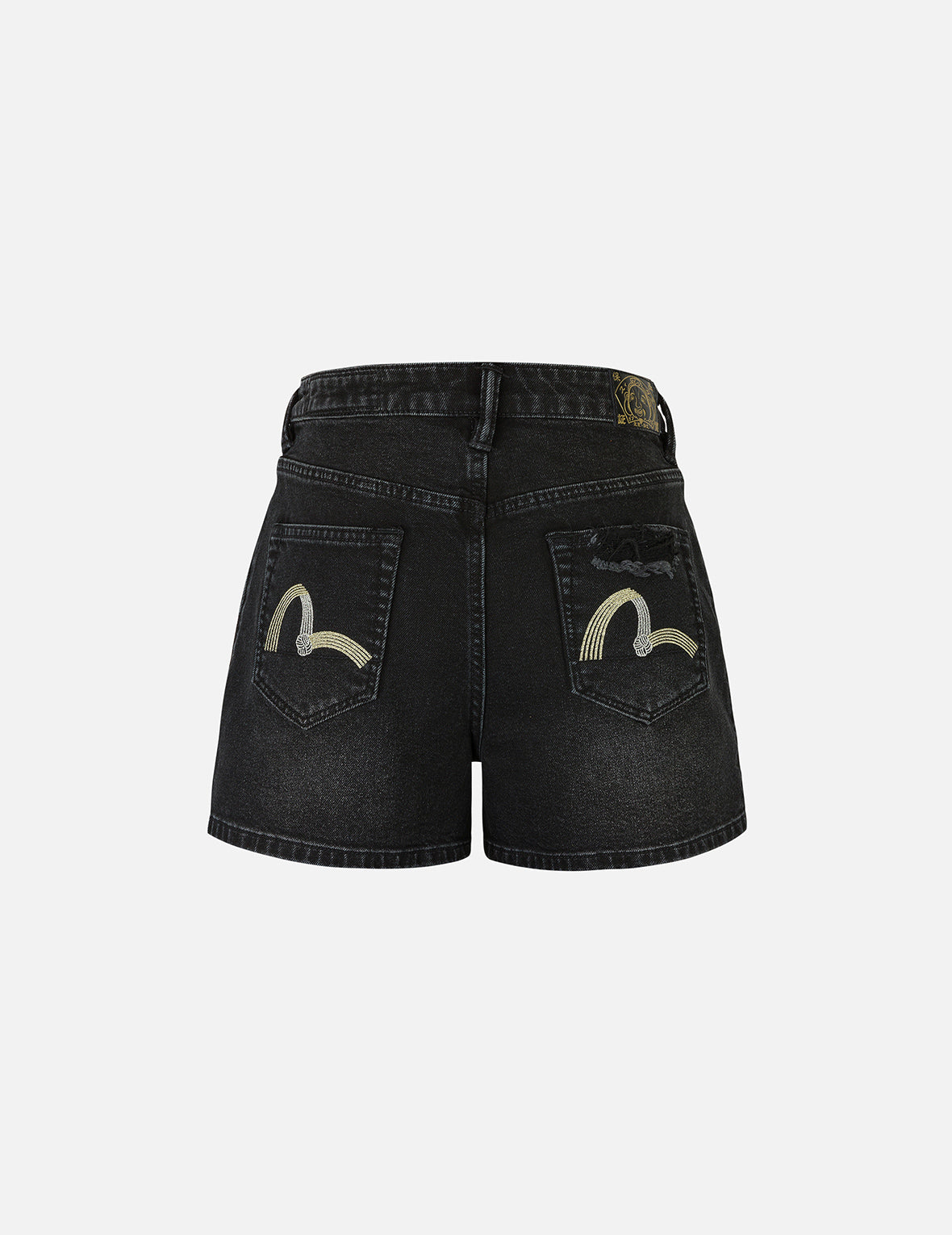 Knot Seagull Embroidery Loose Fit Denim Shorts