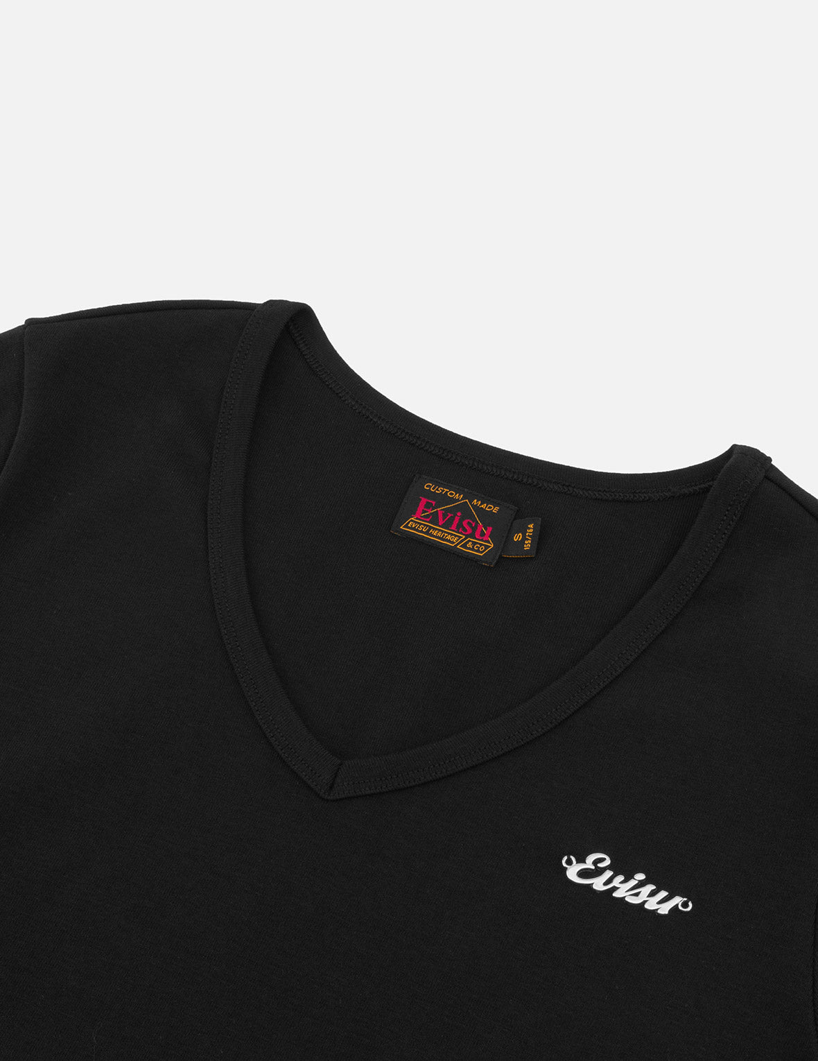 Evisu Metal Trim V-Neck Fashion Fit T-shirt