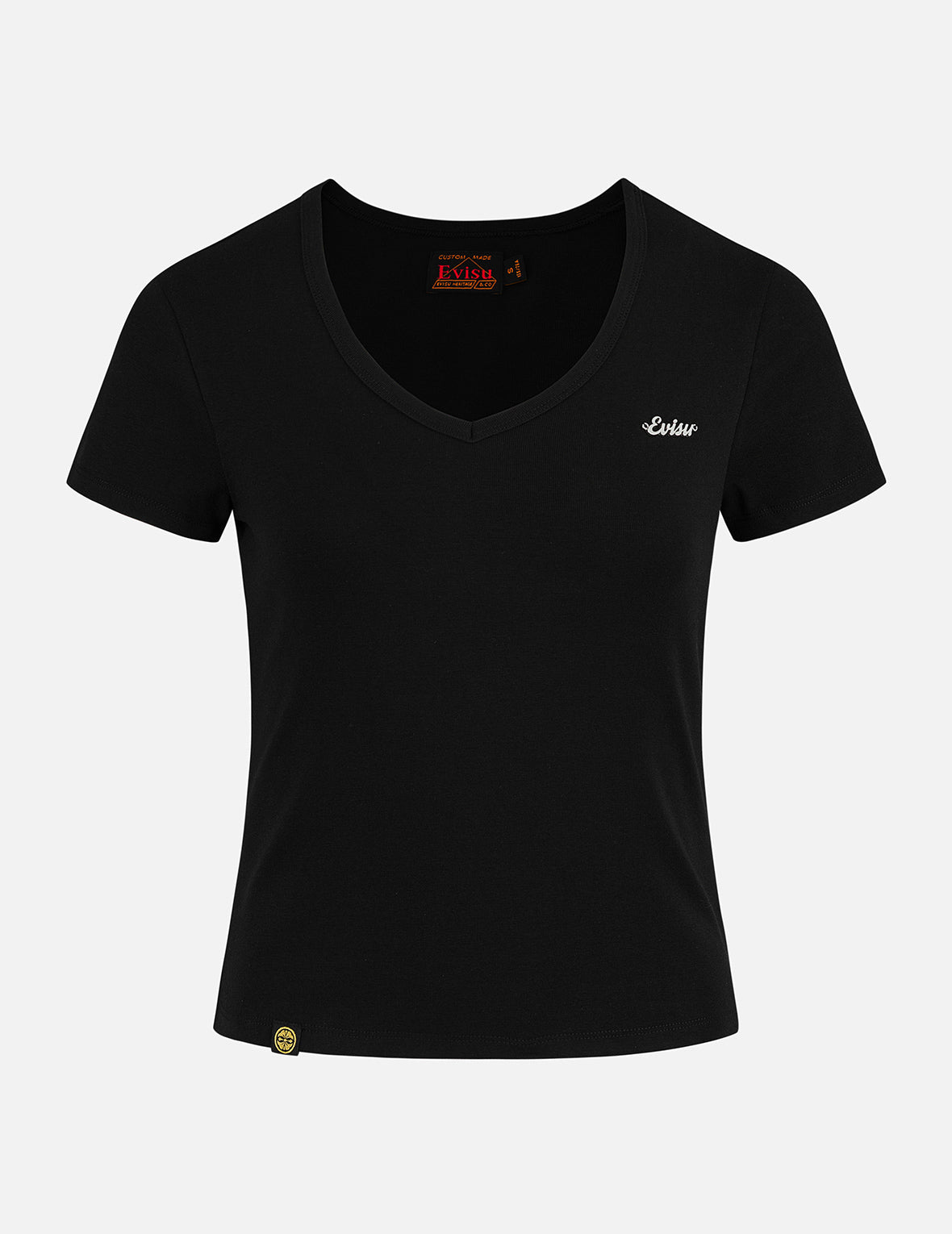 Evisu Metal Trim V-Neck Fashion Fit T-shirt