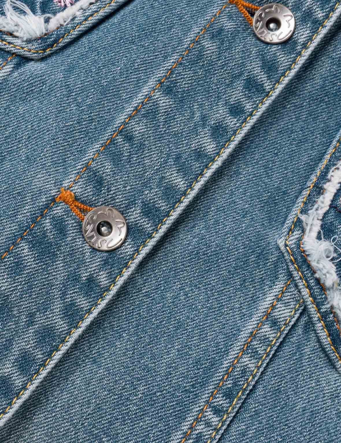 織錦布拼接牛仔外套