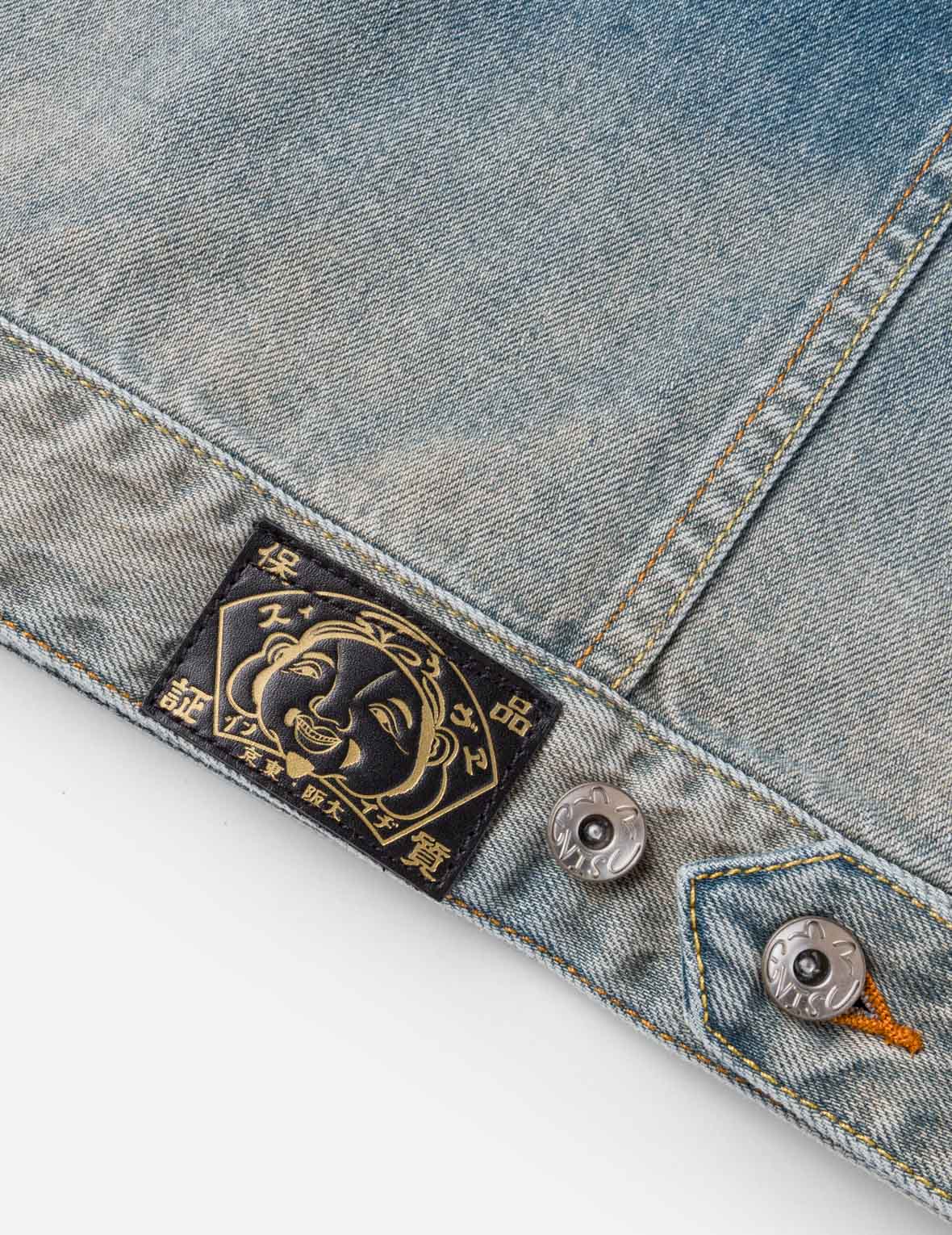 織錦布拼接牛仔外套