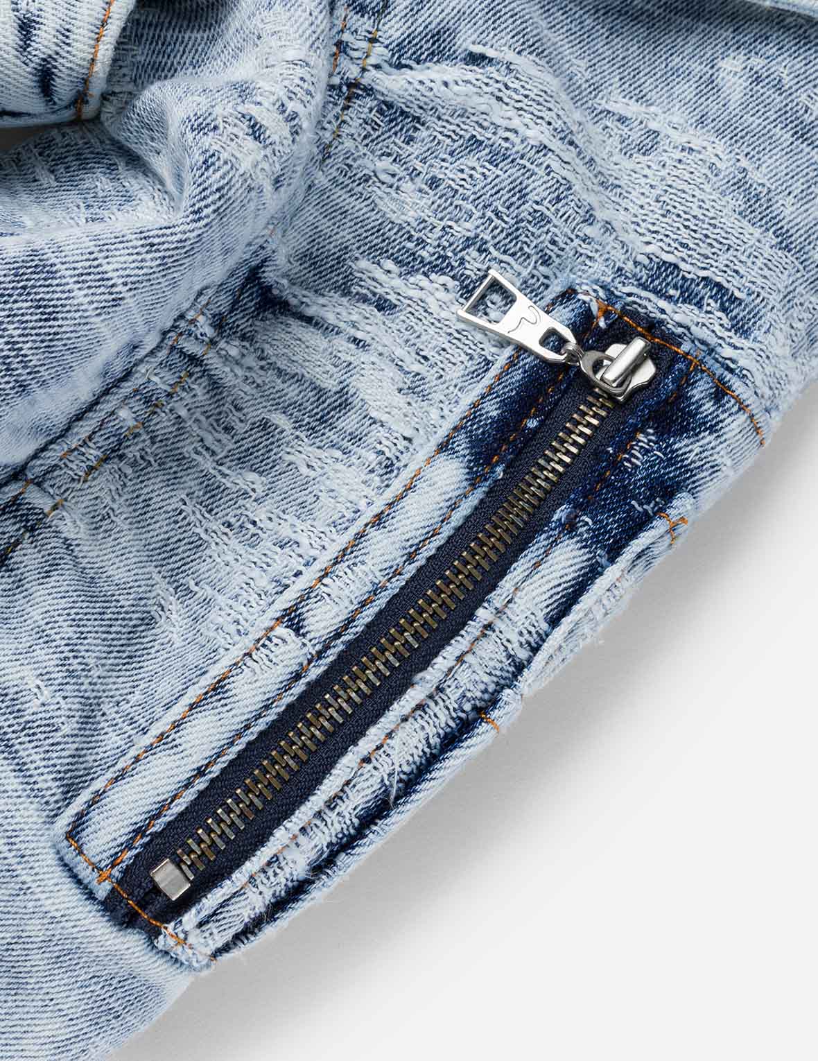 可拆卸做舊牛仔棒球外套