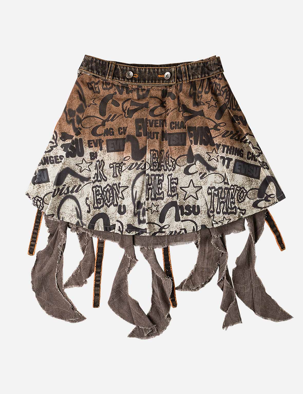 2 in 1 Denim Pleated Skirt