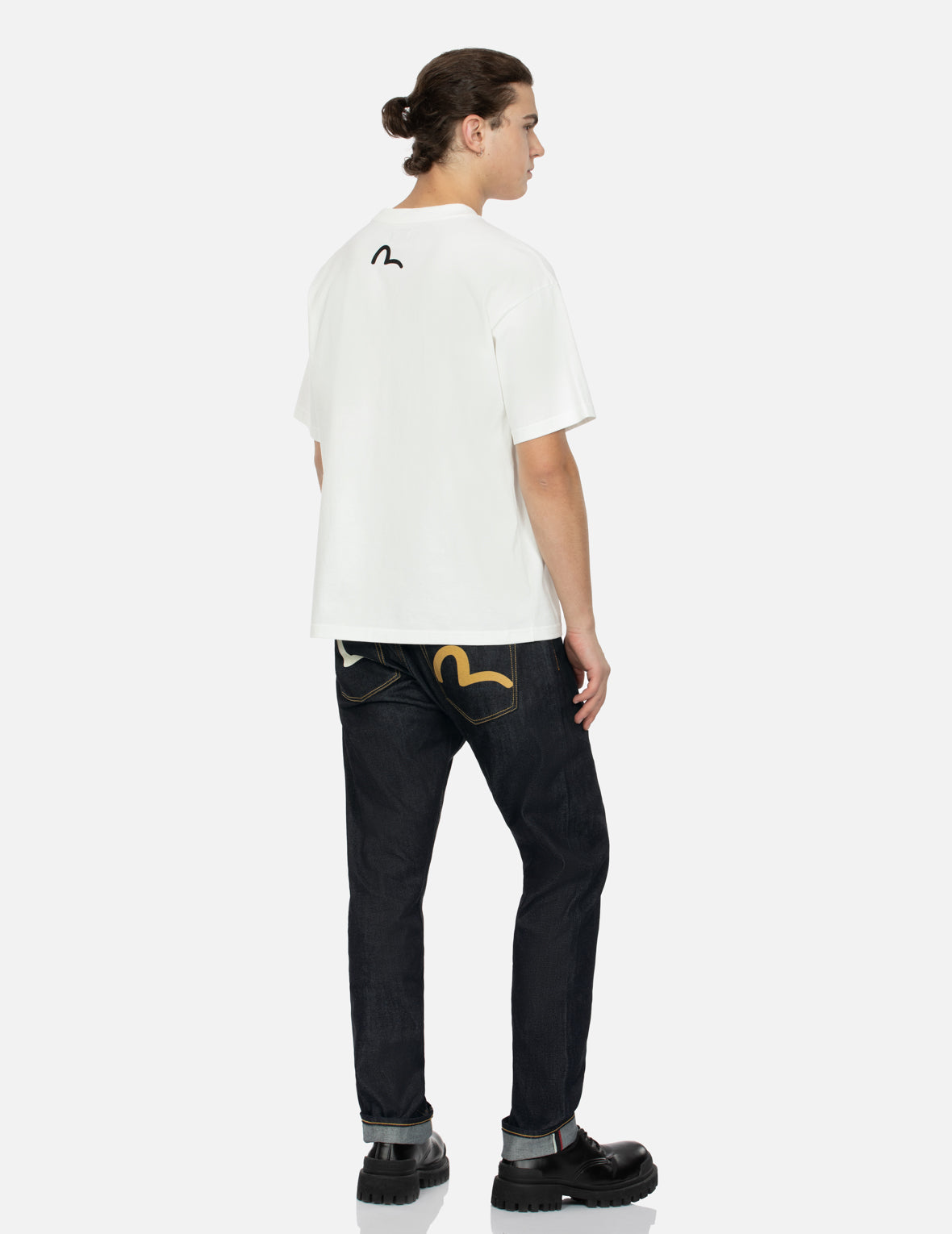 Seagull Print Pockets Taper Fit Jeans #2017