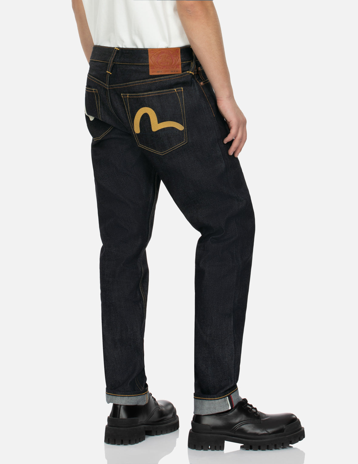 Seagull Print Pockets Taper Fit Jeans #2017