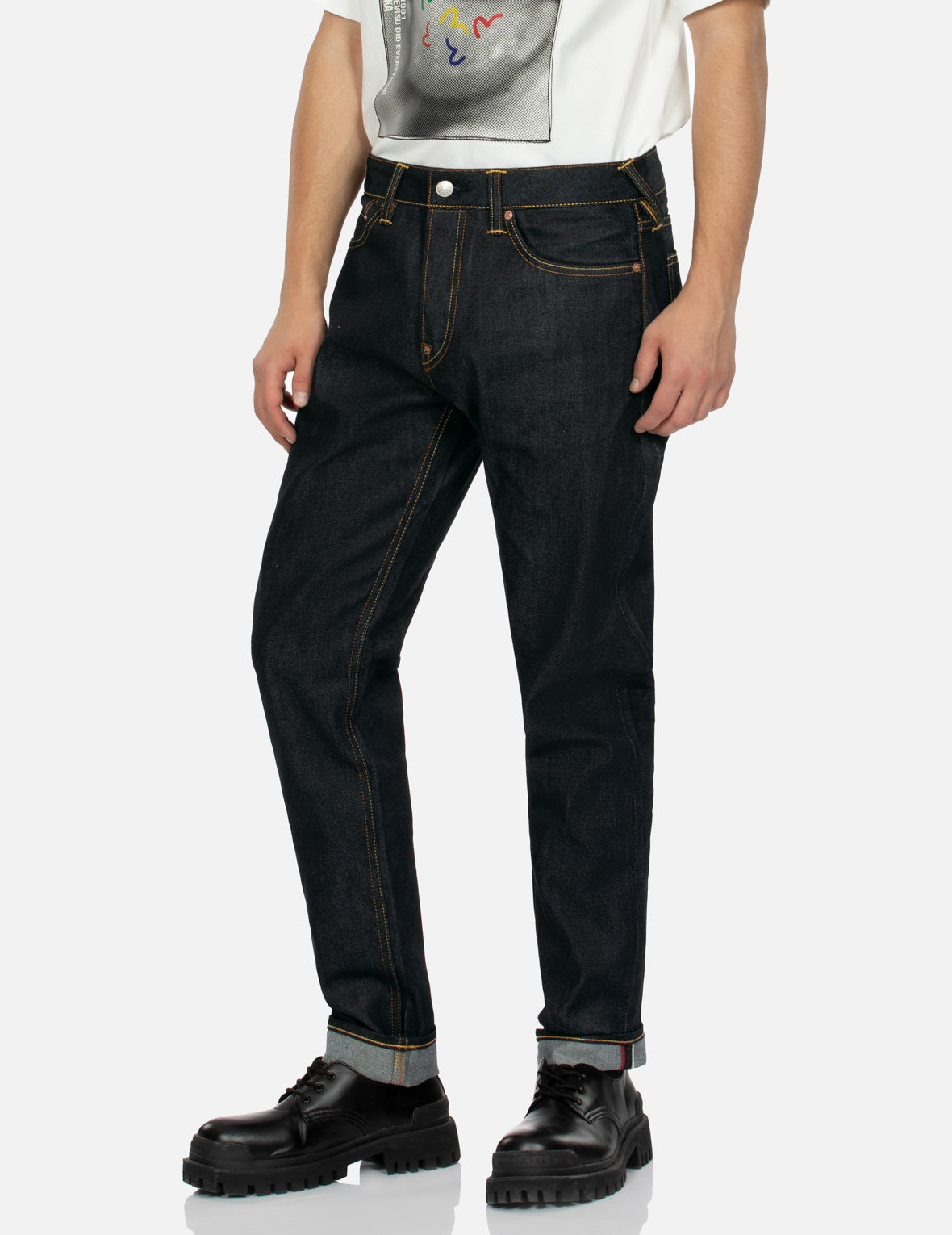 Seagull Print Pockets Taper Fit Jeans #2017