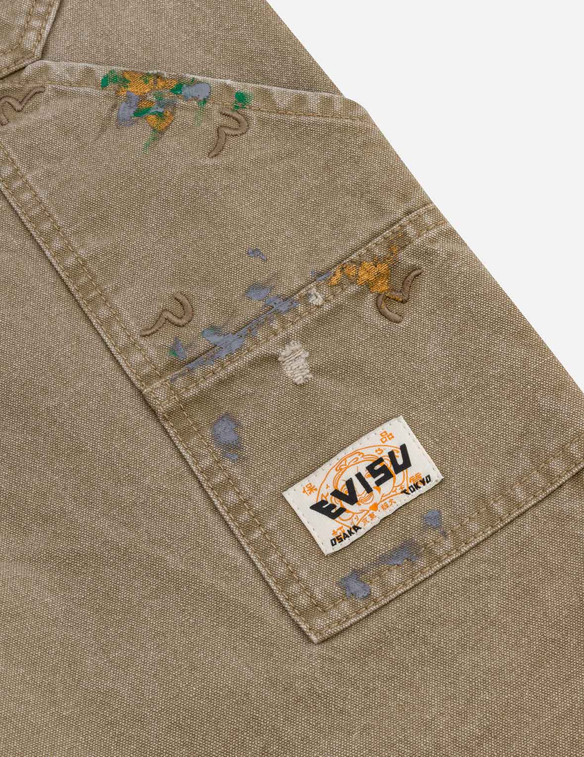 Seagull Embroidery and Logo Print Relax Fit Washed Pants