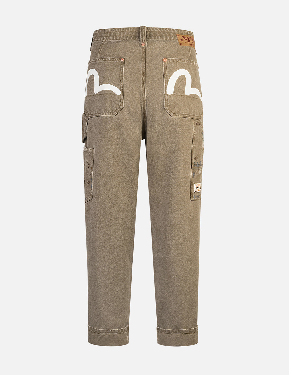 Seagull Embroidery and Logo Print Relax Fit Washed Pants