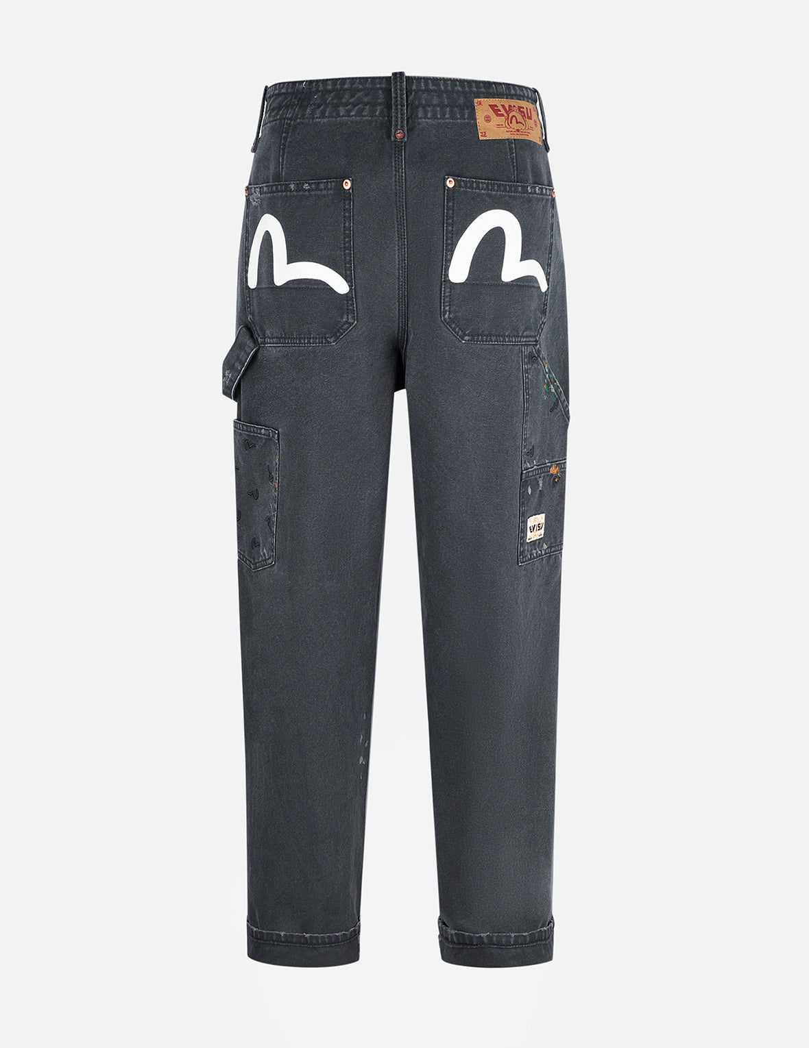 Seagull Embroidery and Logo Print Relax Fit Washed Pants