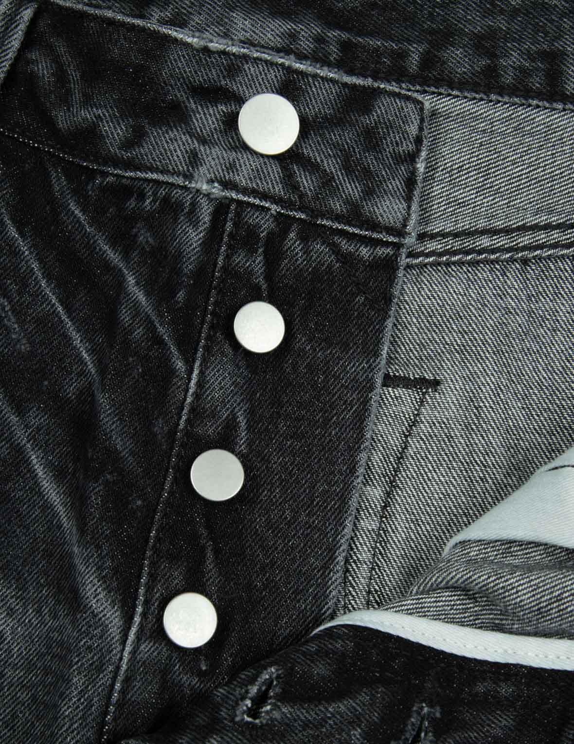 皮革鑲嵌和海鷗口袋鬆身闊腿牛仔褲